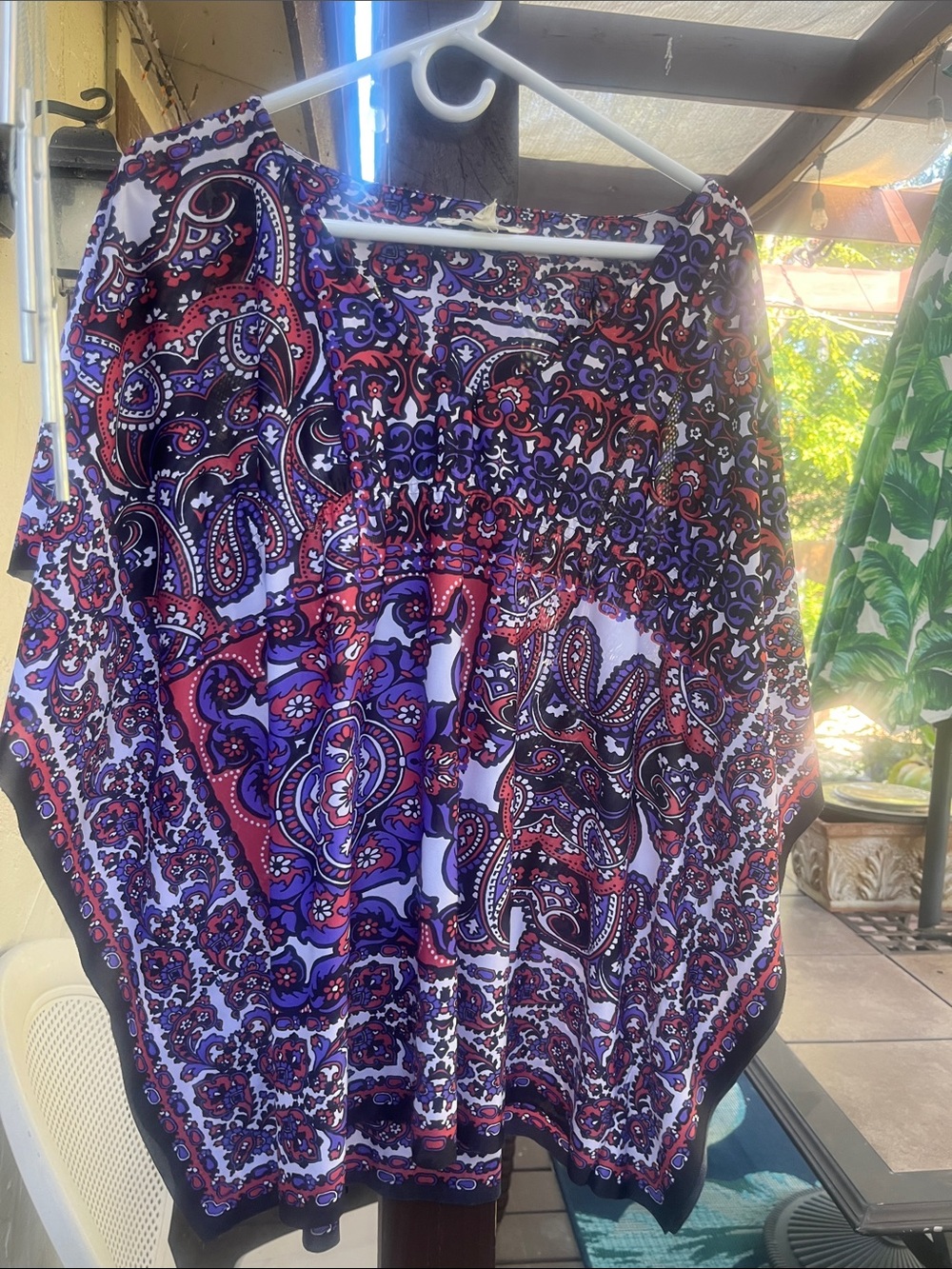 Zara Purple Pink Boho Paisley Kimono Scarf Top Blouse 26” p2p oversized M EUC